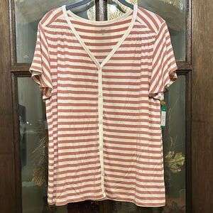 Dip Pink and White Striped Button-Down Shirt